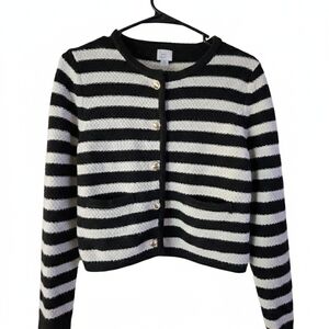 a new day Black and White Striped Cardigan